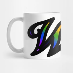 Rainbow Cursive Letter W Mug